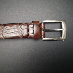 Florsheim Made in Italy Men's Size 30 Brown Croco Grain Italian Leather Belt